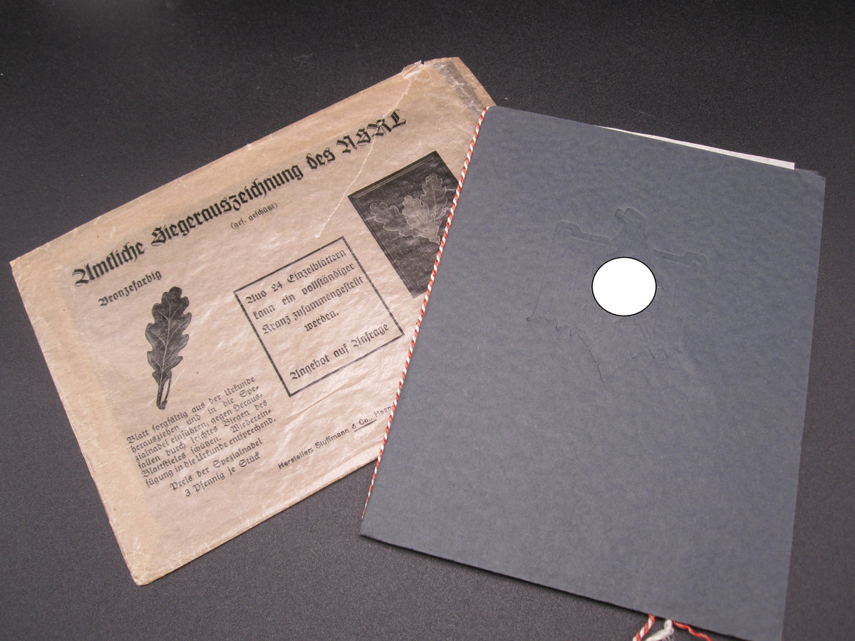 NSRL Urkundenheft Zella-Mehlis SEHR SELTEN !!! Verleihungstüte