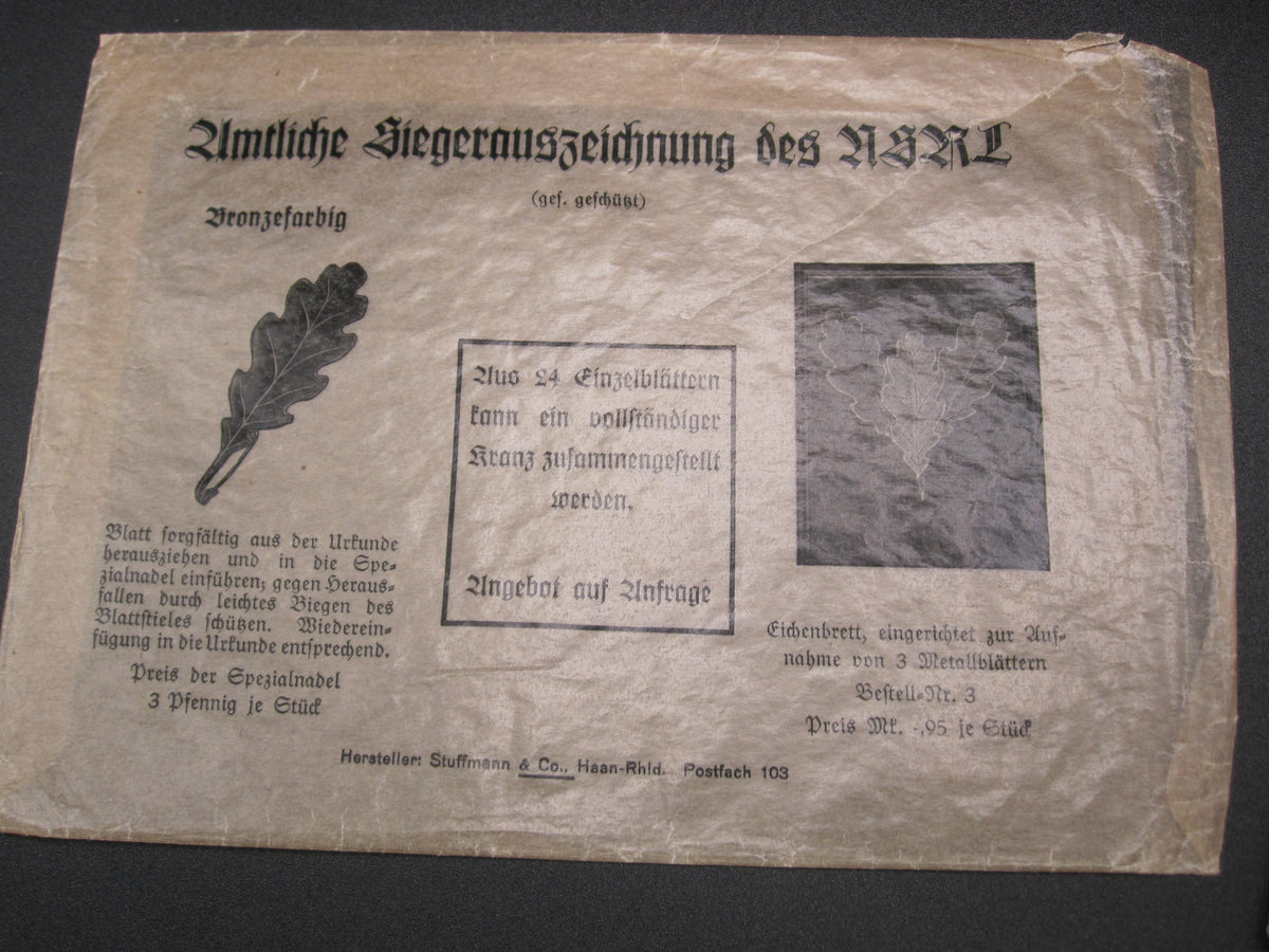 NSRL Urkundenheft Zella-Mehlis SEHR SELTEN !!! Verleihungstüte