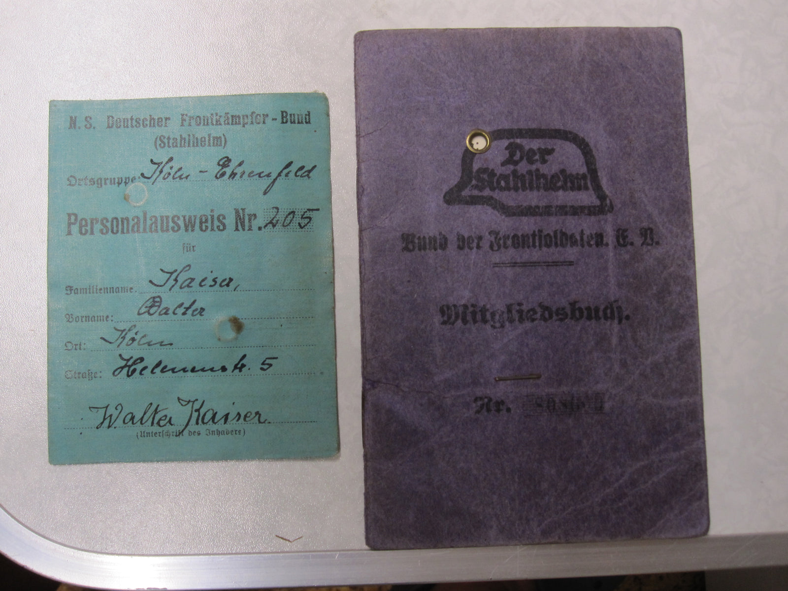 Mitgliedsbuch & Personalausweis Stahlhelmbund 1931 - 1934 KÖLN