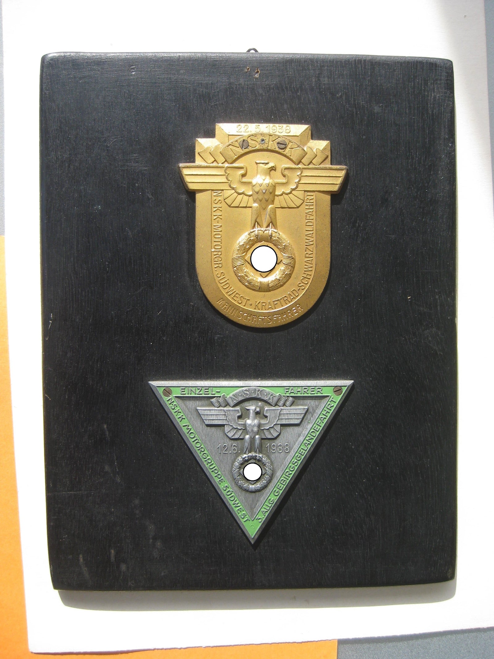 2 Plaketten Motorbrigade Südwest NSKK 1938