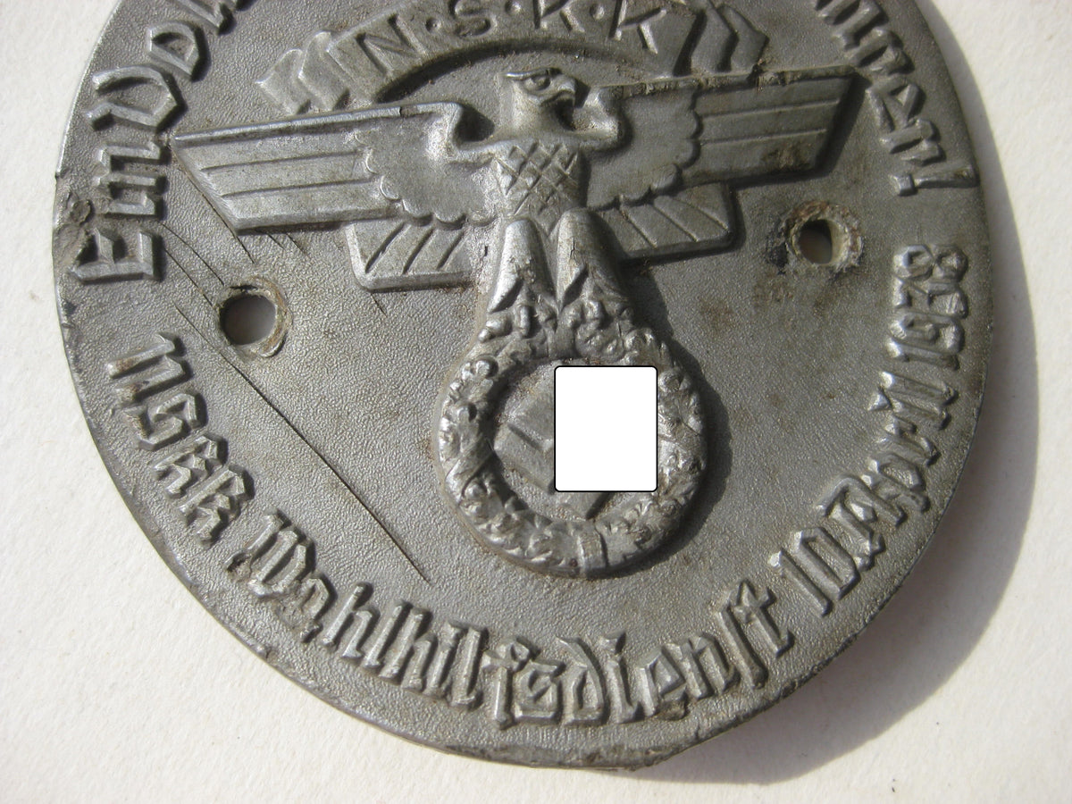 NSKK Autoplakette Wahlhilfsdienst 1938