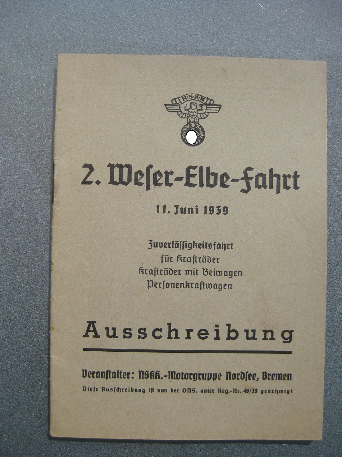 NSKK  3 Hefte und 2 Karten Motorbrigade / Motorgruppe Nordsee 1938 / 1939