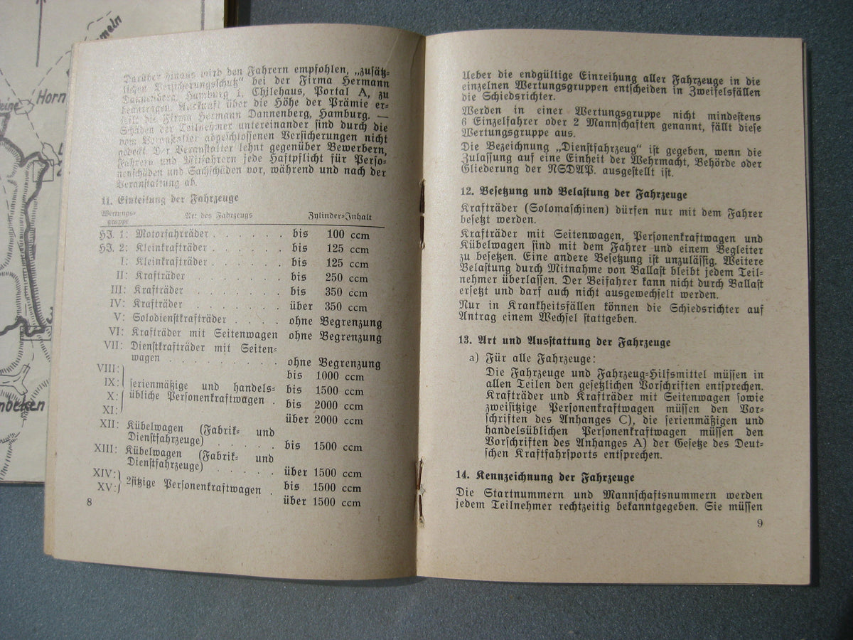 NSKK  3 Hefte und 2 Karten Motorbrigade / Motorgruppe Nordsee 1938 / 1939