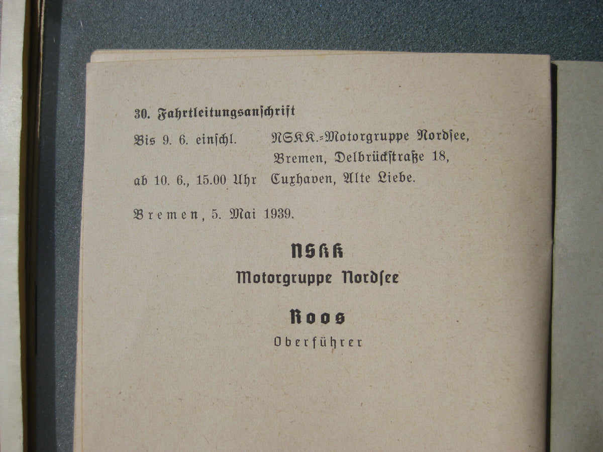NSKK  3 Hefte und 2 Karten Motorbrigade / Motorgruppe Nordsee 1938 / 1939