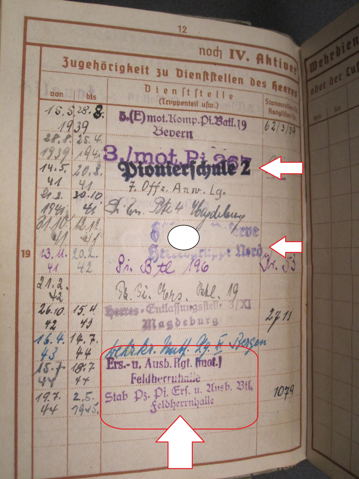 H.W.  -  -  Wehrpaß Division Feldherrnhalle