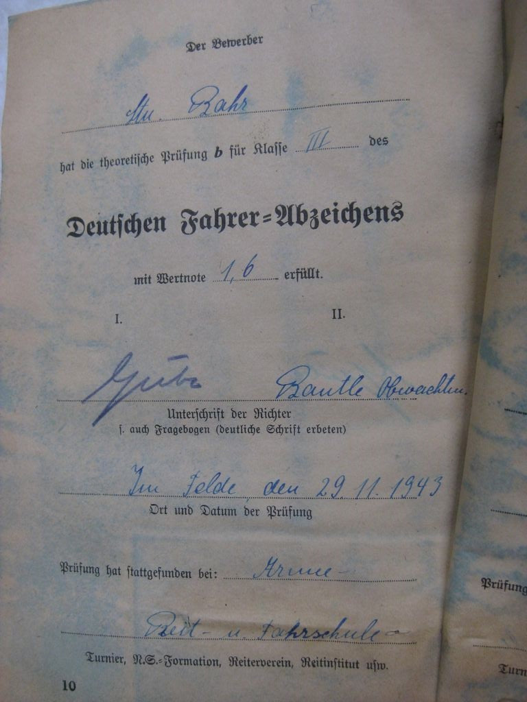 Urkundenheft &amp; Miniatur zum: Das Deutsche Fahrer Abzeichen in Bronze -KÖLN-