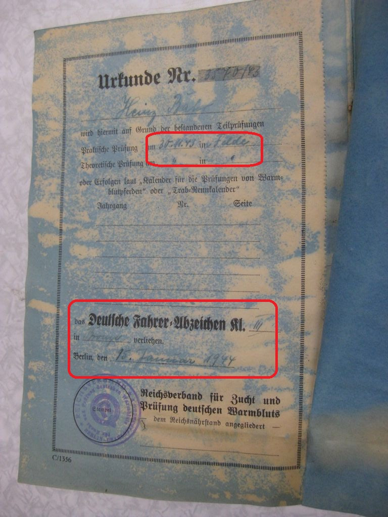 Urkundenheft &amp; Miniatur zum: Das Deutsche Fahrer Abzeichen in Bronze -KÖLN-