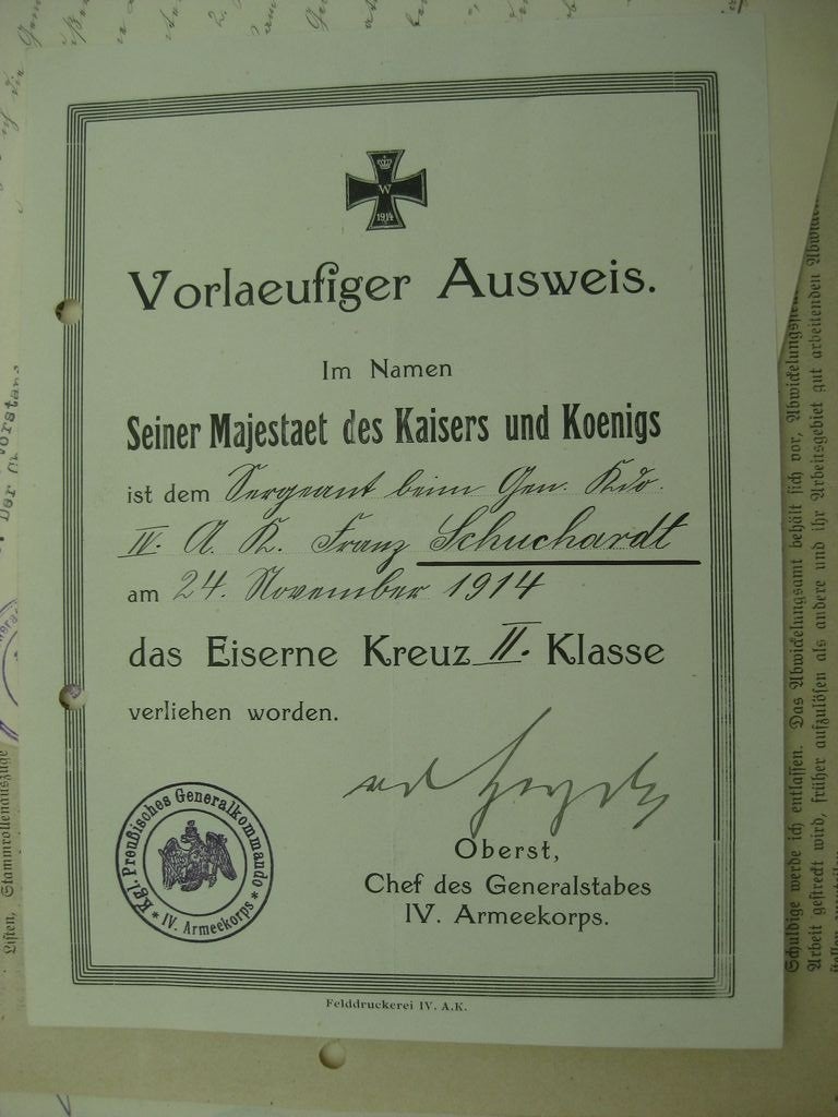 Konvolut  Verleihungsurkunden Sachsen Altenburg / Anhalt / Preußen 1. Weltkrieg