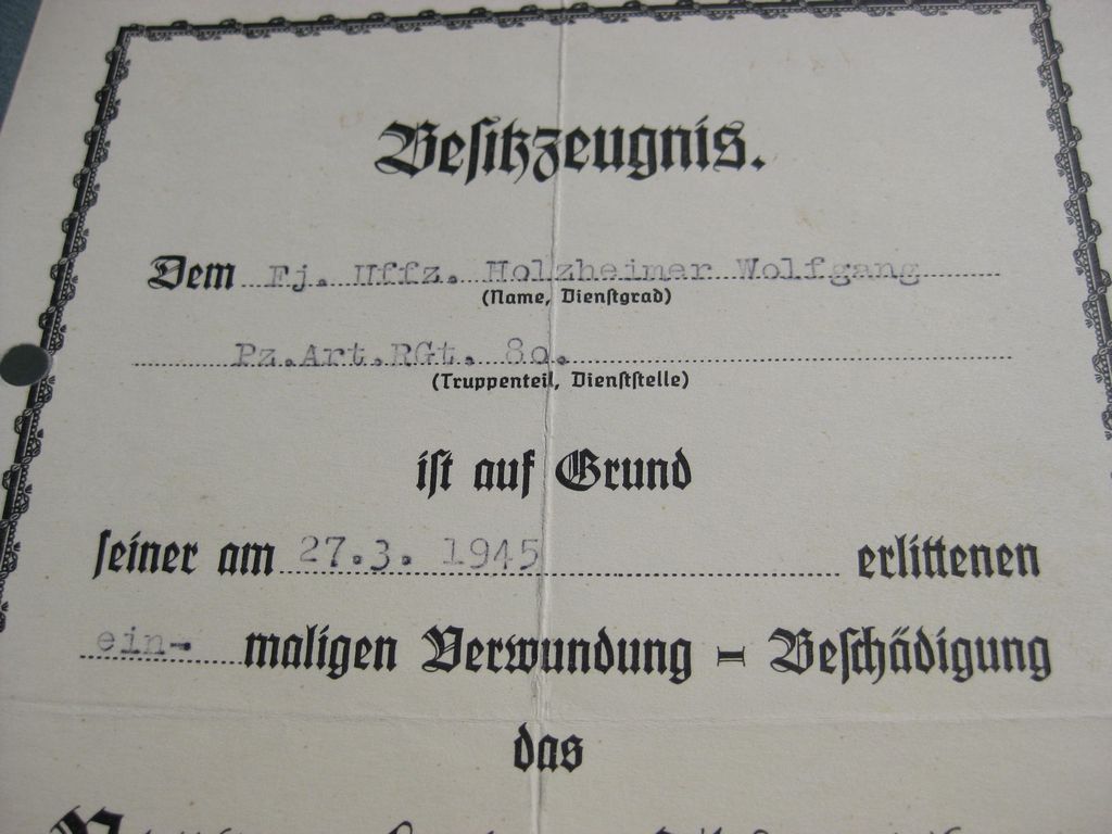 Besitzzeugnis Verleihungsurkunden Panzerpionier Bataillon 59 &amp; Panzerartillerie Regiment 80 KAMPFGRUPPE FRIEBE