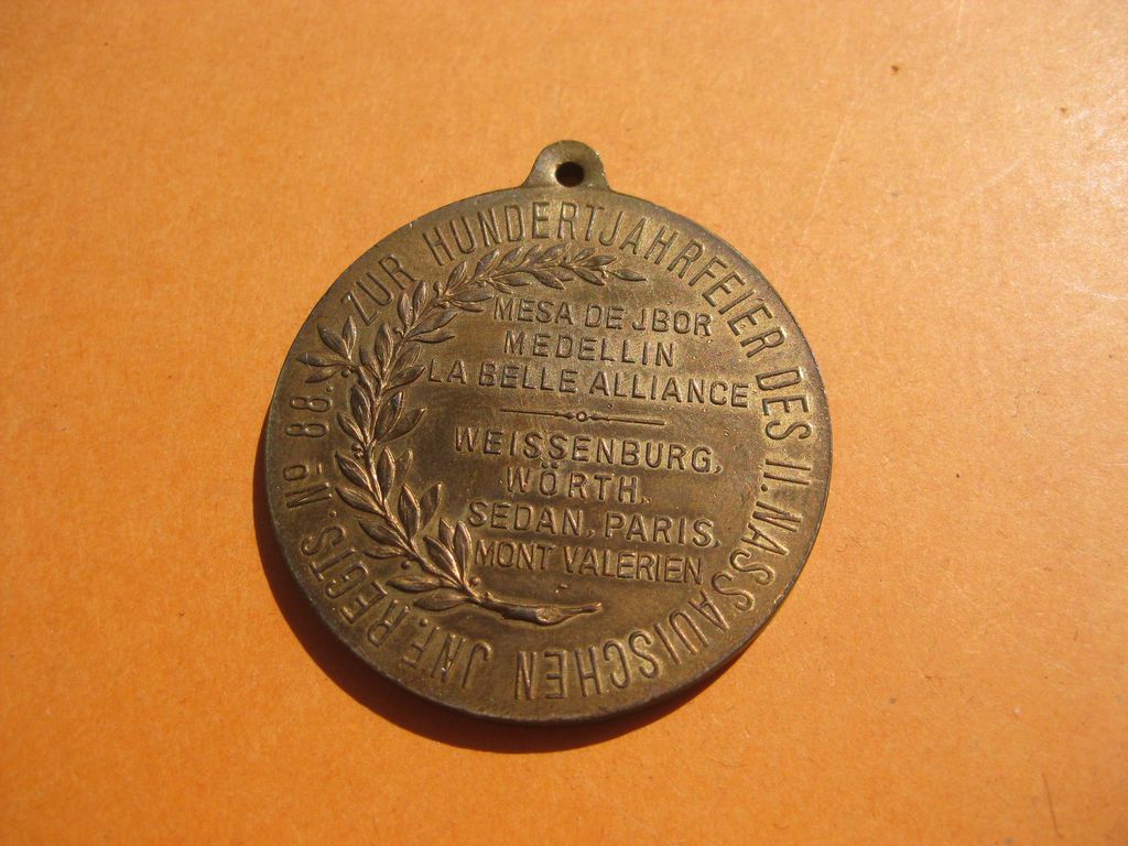 Medaille Preußen Regimentsmedaille 1808 - 1908 NASSAU Mainz Diez Fulda Bad Hersfeld  Hanau dt. französischer Krieg Feldzug