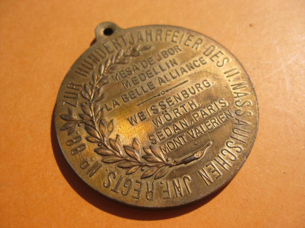 Medaille Preußen Regimentsmedaille 1808 - 1908 NASSAU Mainz Diez Fulda Bad Hersfeld  Hanau dt. französischer Krieg Feldzug