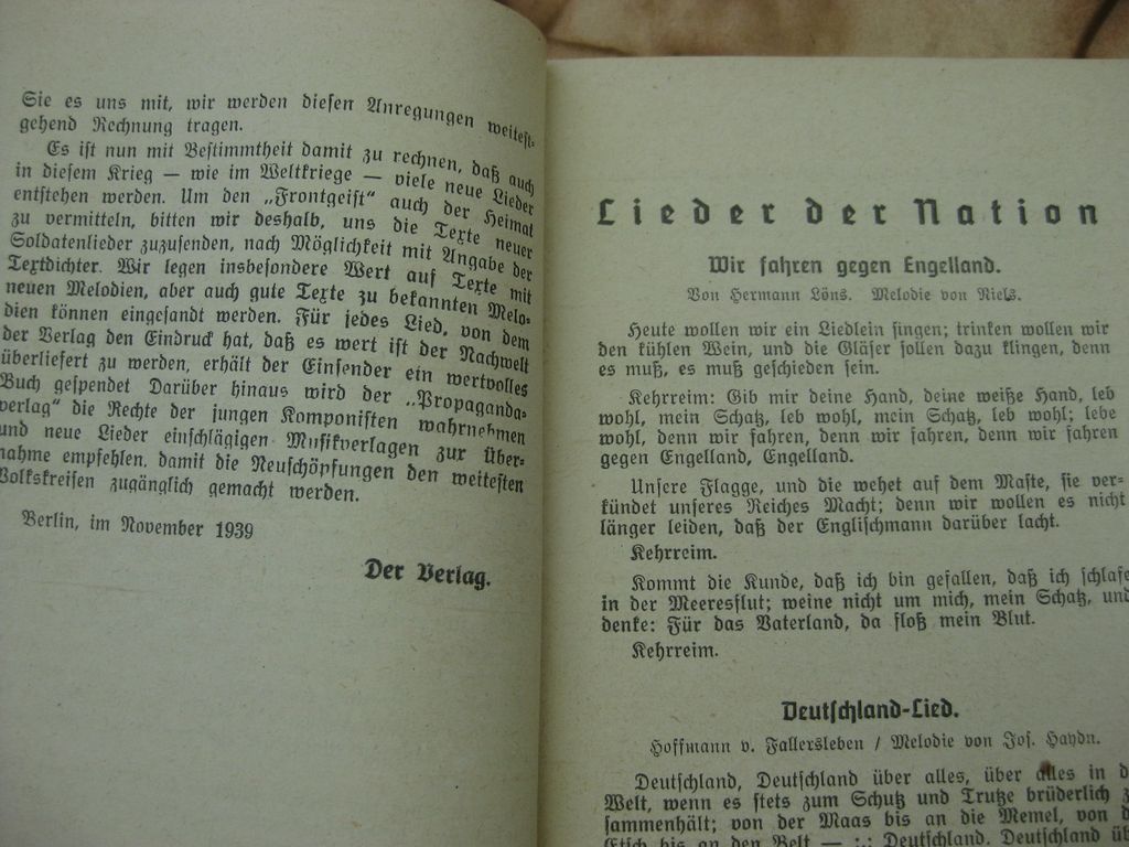 Originalausgabe Heft / Buch Sturm und Kampflieder für Front und Heimat