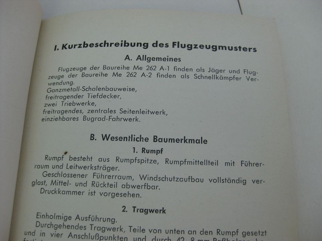 Buch Heft Me 262 Bedienungsvorschrift Messerschmitt Düsenjäger Strahljäger Luftwaffe Fliegertruppe