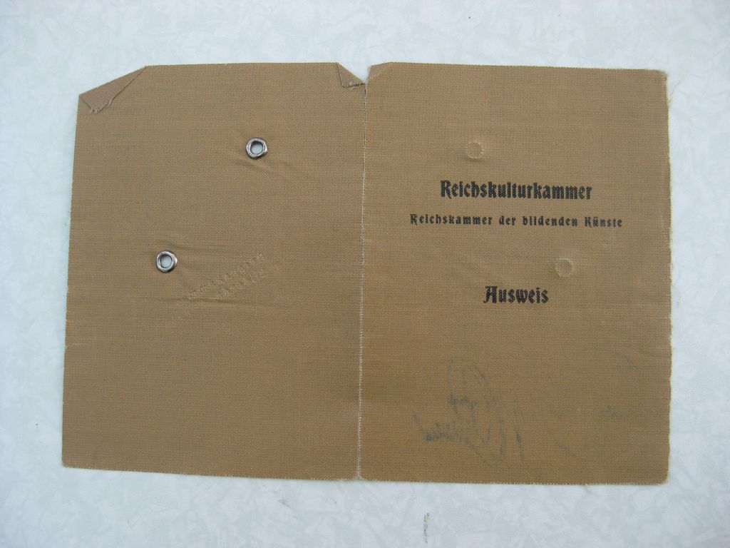 Ausweis Reichskulturkammer Baden Karlsruhe Leutnant VIER