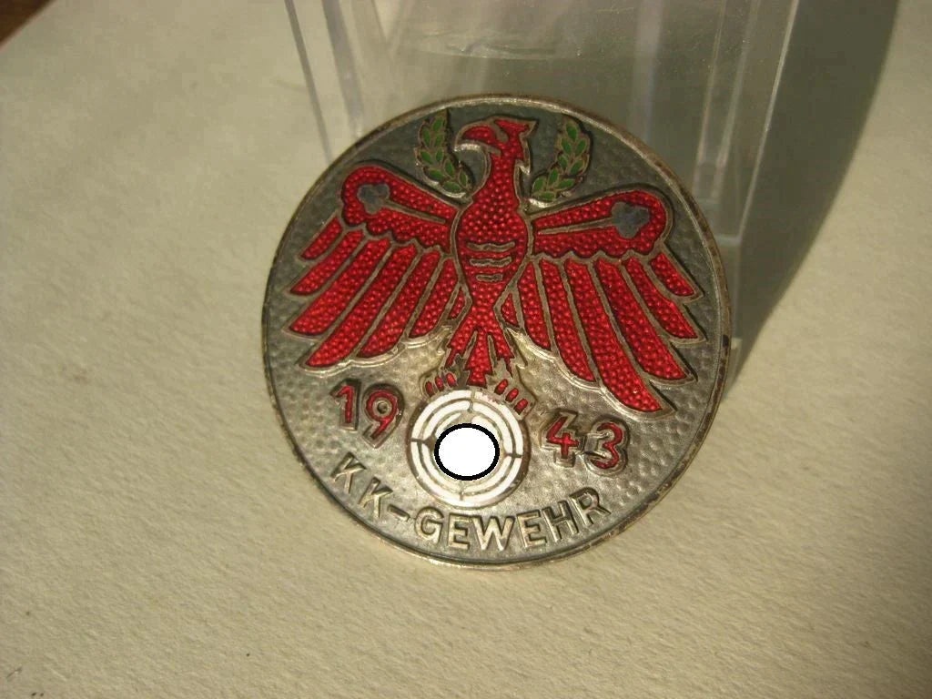 Silberne Ehrennadel der Tiroler Schießauszeichnung KLEINKALIBER KK Gewehr 1943 Mint Condition