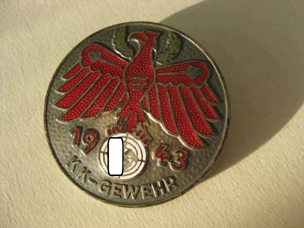 Silberne Ehrennadel der Tiroler Schießauszeichnung KLEINKALIBER KK Gewehr 1943 Mint Condition