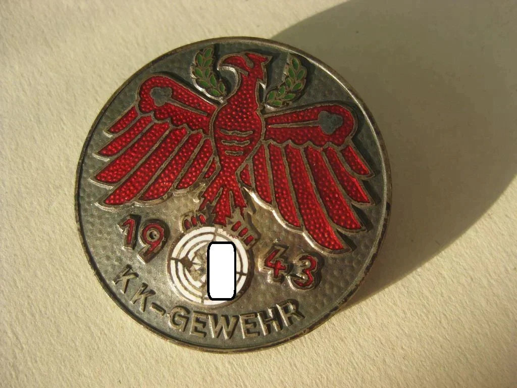 Silberne Ehrennadel der Tiroler Schießauszeichnung KLEINKALIBER KK Gewehr 1943 Mint Condition