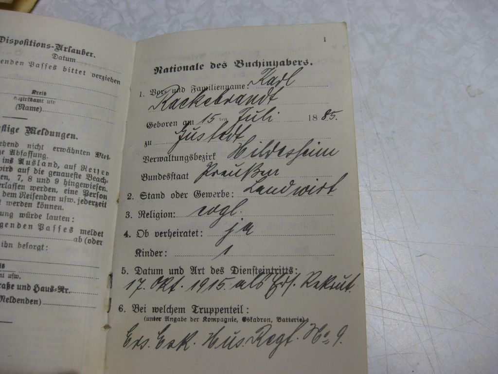Militärpaß Soldbuch Husaren Regiment 9 Besitzzeugnis Eisernes Kreuz Hildesheim !
