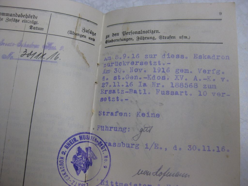 Militärpaß Soldbuch Husaren Regiment 9 Besitzzeugnis Eisernes Kreuz Hildesheim !