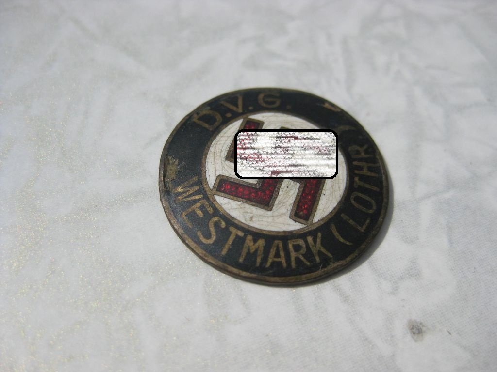 NSDAP D.V.G. Westmark Lothringen Abzeichen Hersteller: W. Redo in Saarlautern Orden 3.Reich