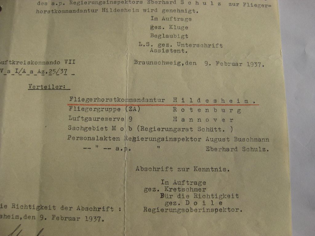 Verleihungsukunden Dokumente Luftwaffe Reichsluftfahrtministerium (RLM) Berlin Hildesheim