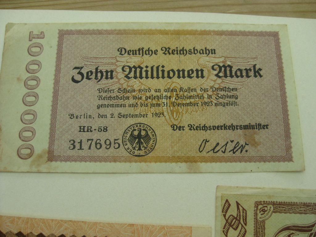3 Geldscheine der Deutschen Reichsbahn Eisenbahn 1923