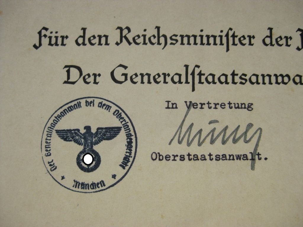 Strafanstalt LANDSBERG am Lech Beförderungsurkunden Wachmann Schließer von ADOLF HITLER !!!! 3.Reich