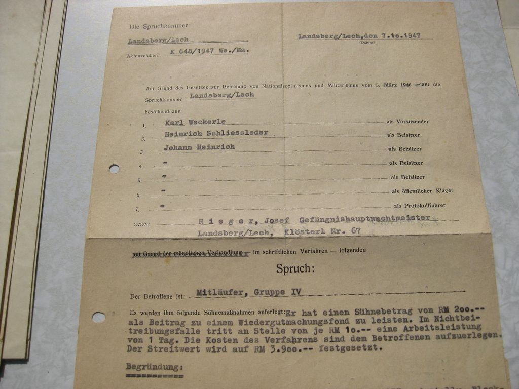 Strafanstalt LANDSBERG am Lech Beförderungsurkunden Wachmann Schließer von ADOLF HITLER !!!! 3.Reich