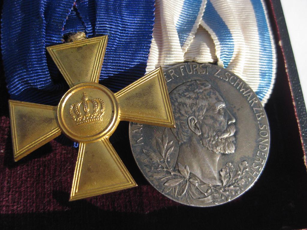 2er Ordensspange silberne Medaille Schwarzburg-Sondershausen
