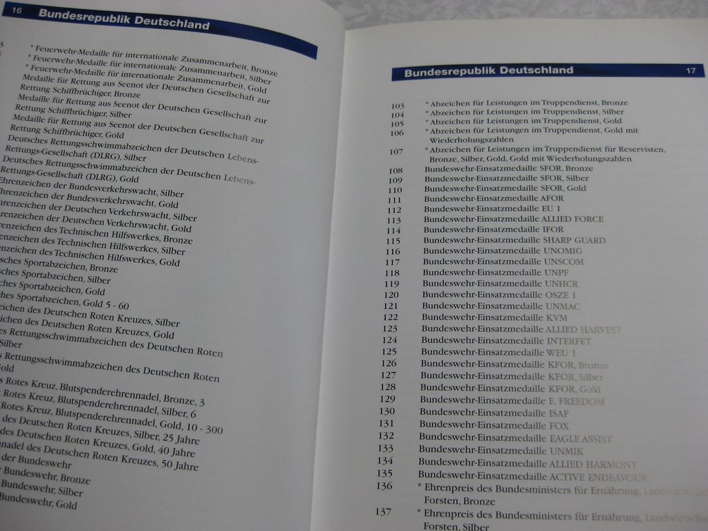 Ordenskatalog Buch Die Orden und Ehrenzeichen unserer Republik BRD Deutschland