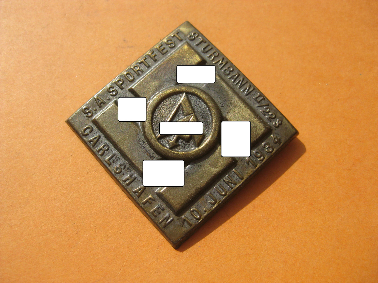 Abzeichen SA Abzeichen Sportfest Sturmbann II/223 CARLSHAFEN 10. Juli 1934 Bad Karlshafen