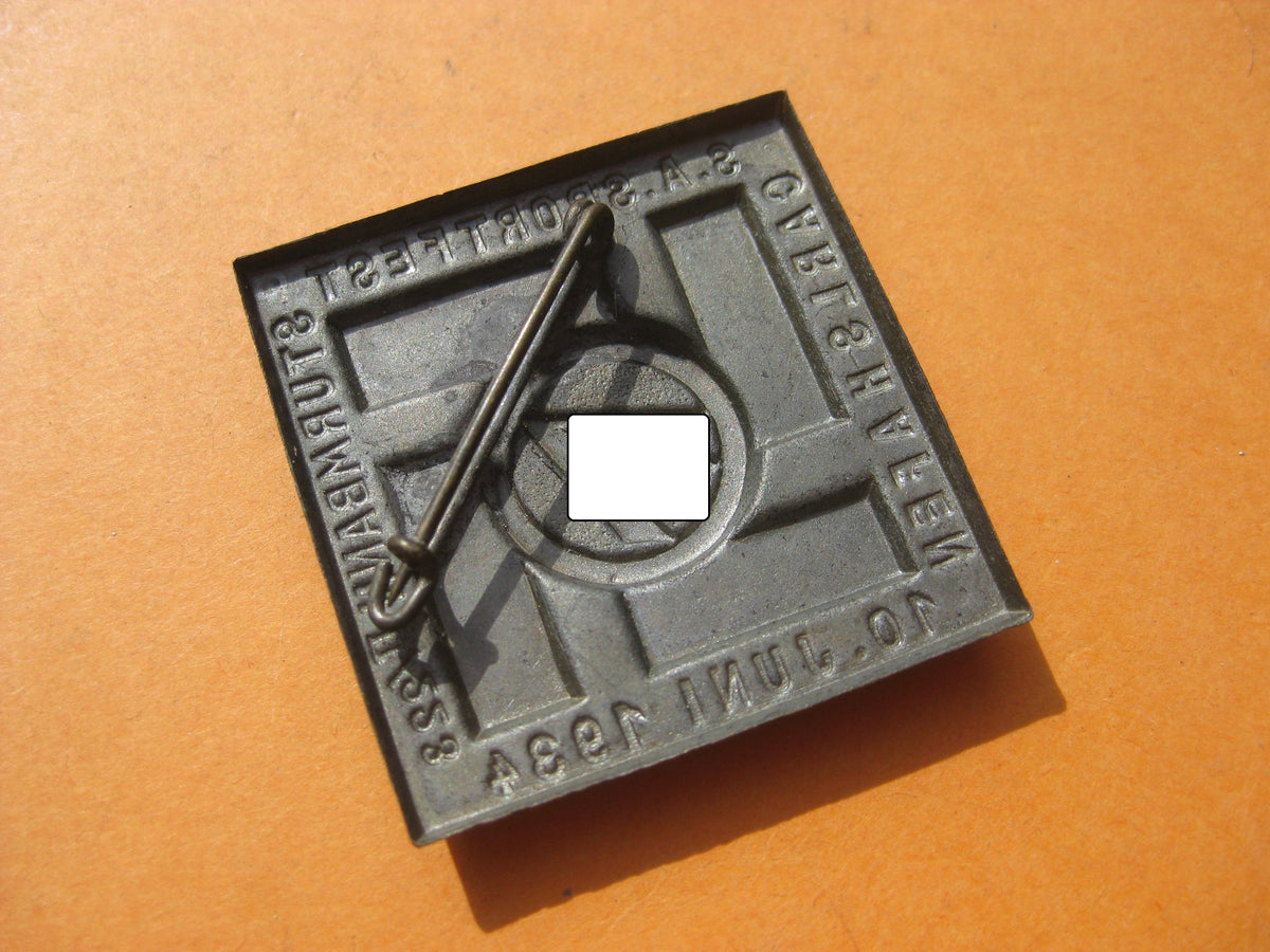 Abzeichen SA Abzeichen Sportfest Sturmbann II/223 CARLSHAFEN 10. Juli 1934 Bad Karlshafen