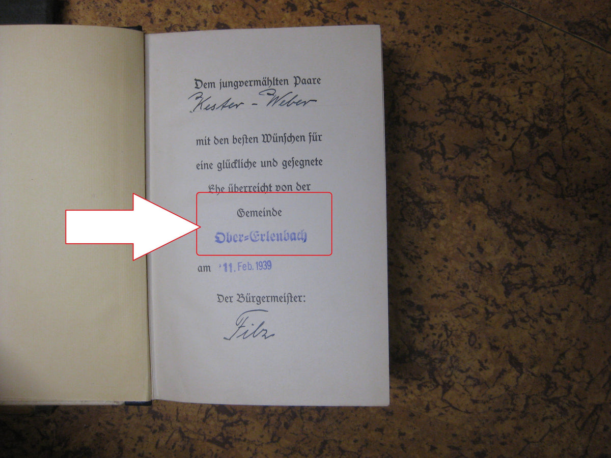 Buch Mein Kampf Hochzeitsausgabe von 1938 Ober-Erlenbach