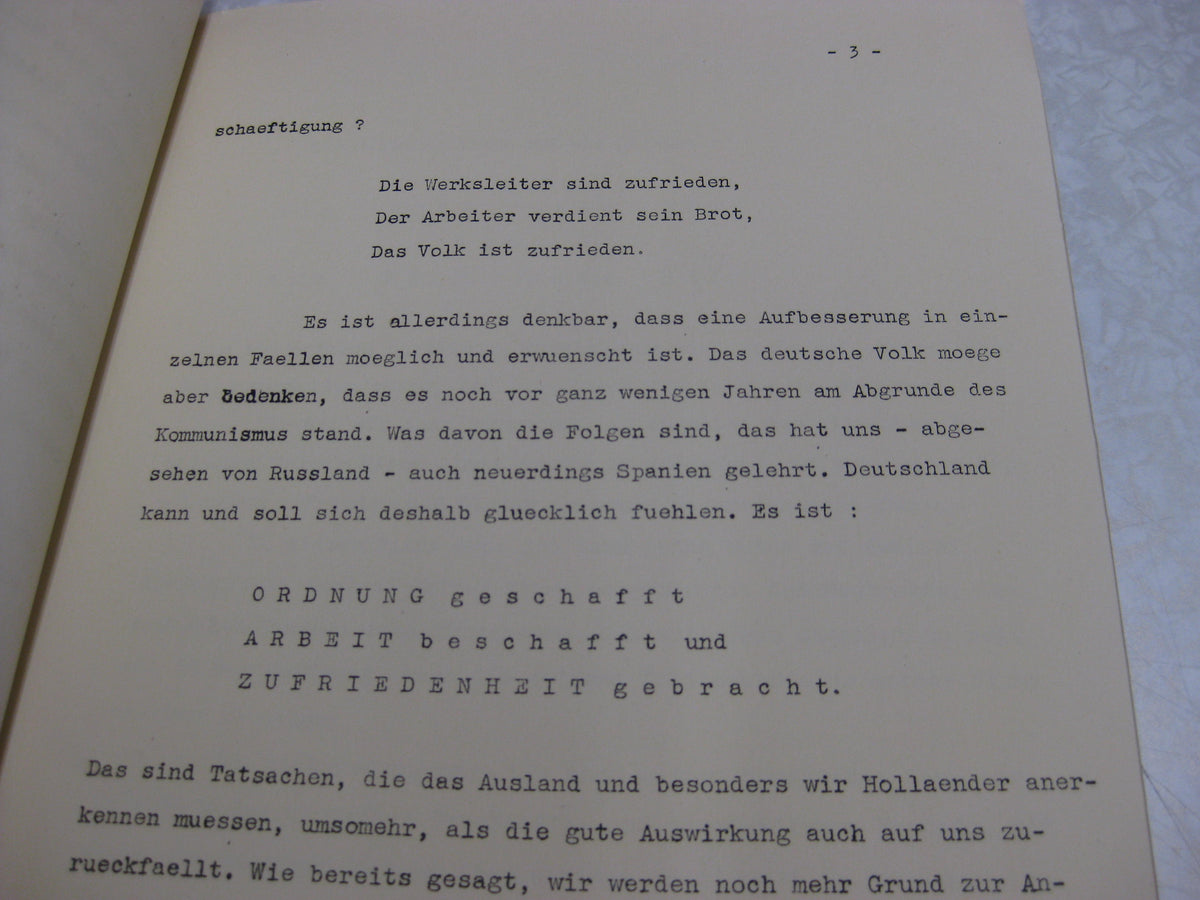 Urkundenheft Holland Niederlande 1937 den HAAG deutsch-holländische &quot;Freundschaft&quot;