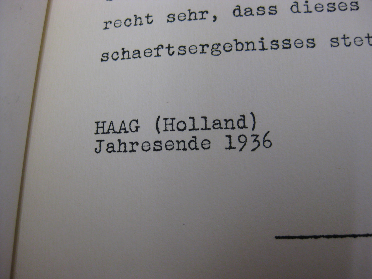 Urkundenheft Holland Niederlande 1937 den HAAG deutsch-holländische &quot;Freundschaft&quot;