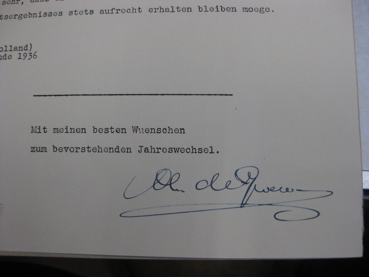 Urkundenheft Holland Niederlande 1937 den HAAG deutsch-holländische &quot;Freundschaft&quot;