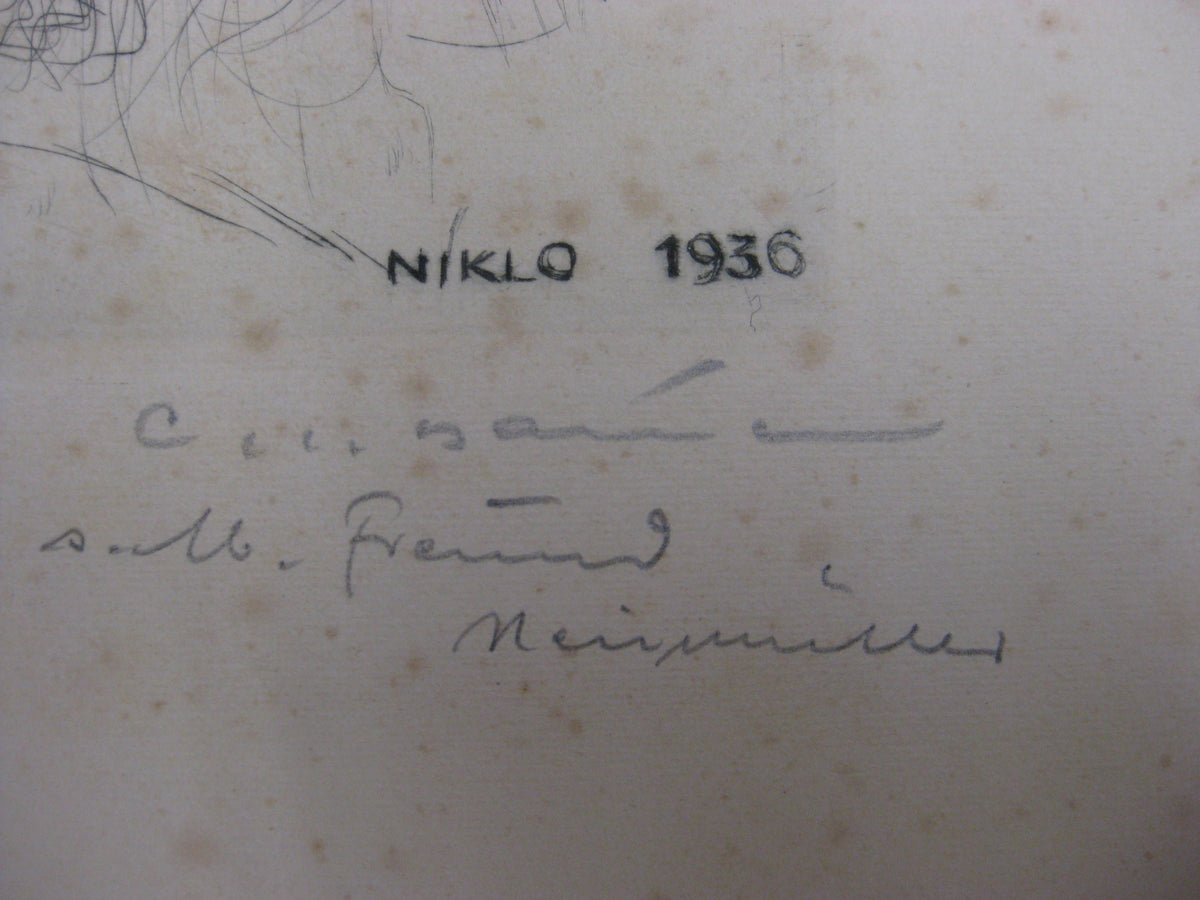 2 Radierungen Carl Josef Bauer Allotria Nikolo &amp; Nikol 1938