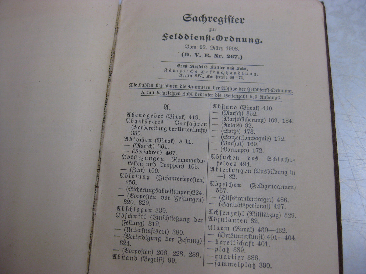 Originalausgabe Dienstvorschrift Felddienst - Ordnung  Heeresdienstvorschrift 267 SELTEN !!
