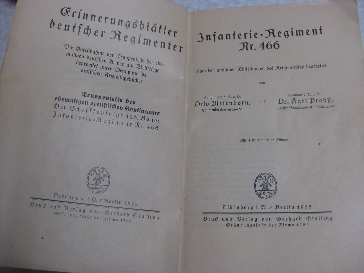 Buch / Heft Erinnerungsblätter deutscher Regimenter das Infanterie Regiment Nr. 466 Cassel Hessen