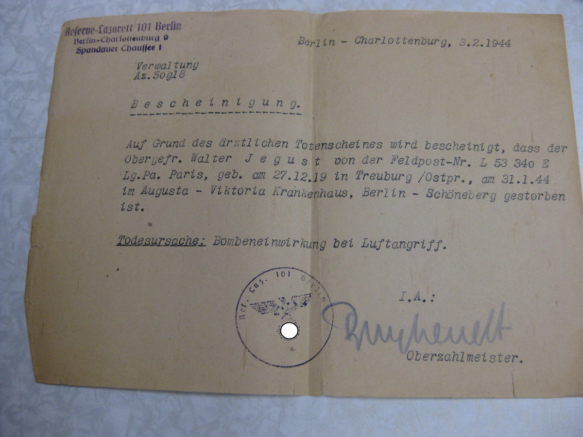 Verleihungsurkunden Luftwaffe Ärmelband  KRETA Fallschirmschützenabzeichen