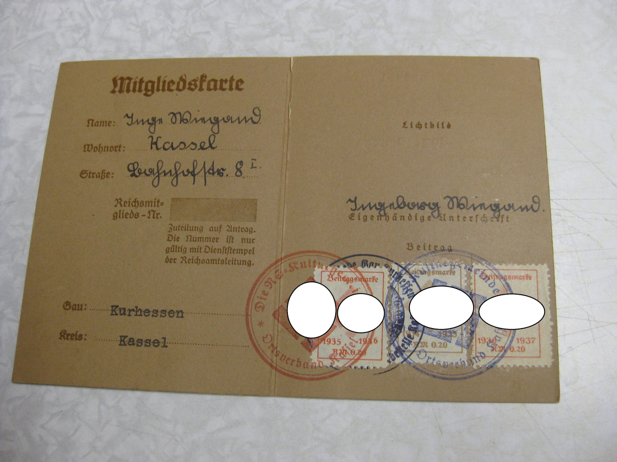 Paß Hitlerjugend Reichs-Kulturkammer Jugendherberge etc