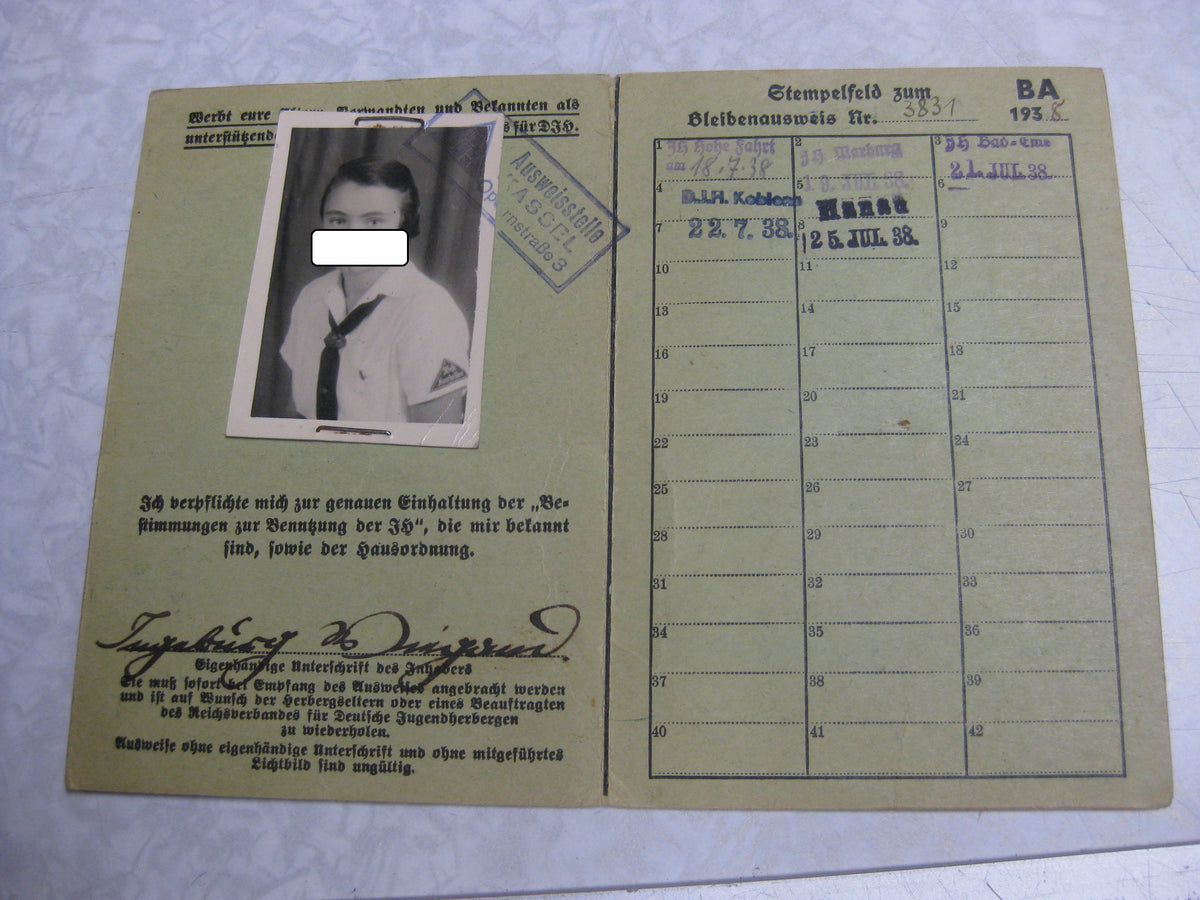 Paß Hitlerjugend Reichs-Kulturkammer Jugendherberge etc
