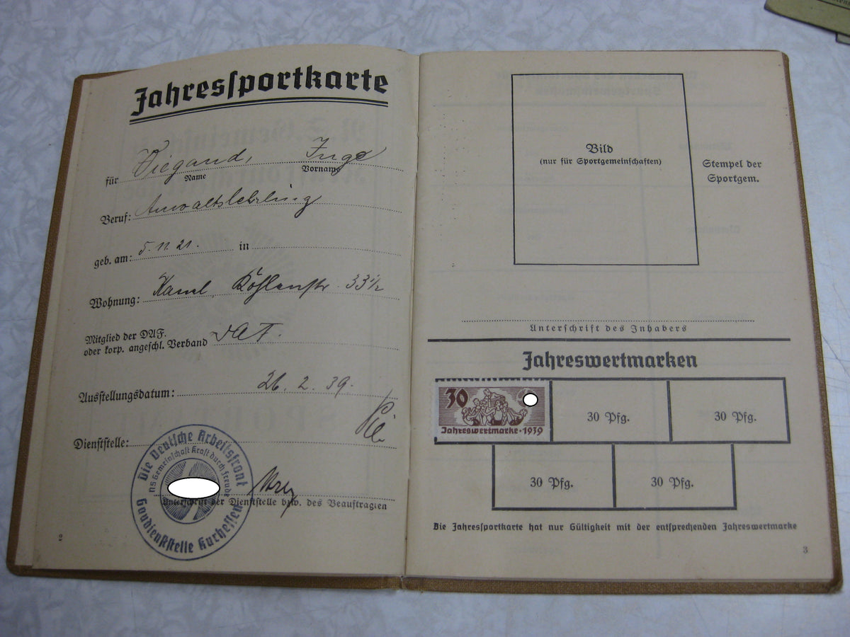 Paß Hitlerjugend Reichs-Kulturkammer Jugendherberge etc