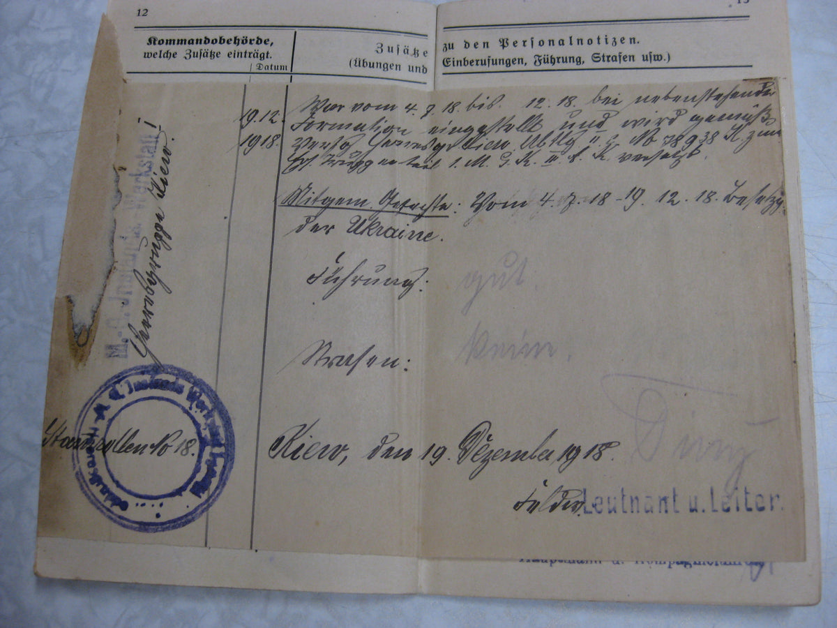 Militärpaß / Soldbuch Reserve Infanterie Regiment 52