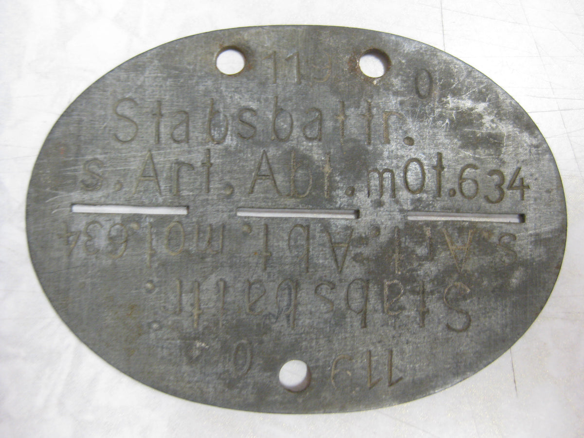 Erkennungsmarke Stabsbatterie s. Art. Abt. mot 634 KEIN Bodenfund !! 1000% alt und ORIGINAL