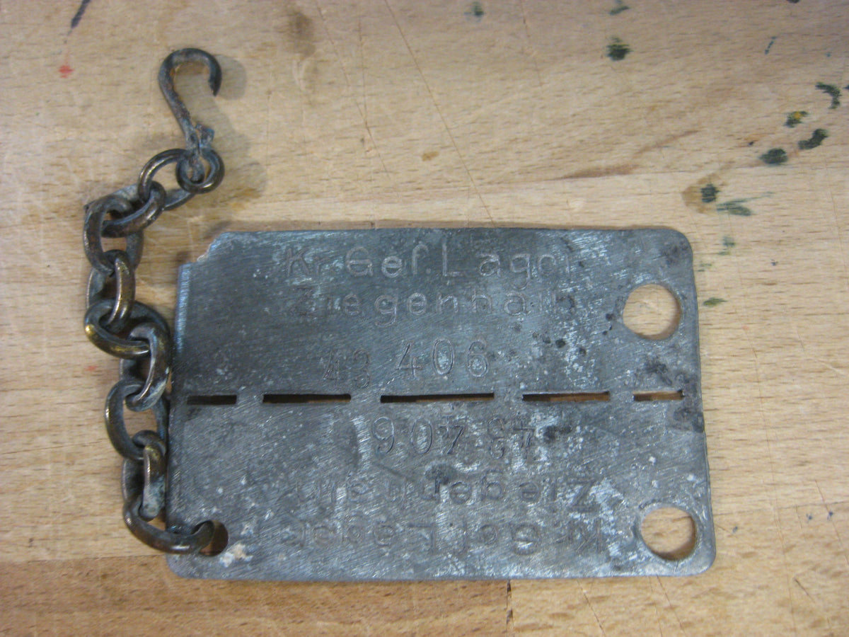 Kriegsgefangenen Erkennungsmarke 1000% alt und ORIGINAL STALAG IX in Ziegenhain MIT TRÄGERNAMEN !!!