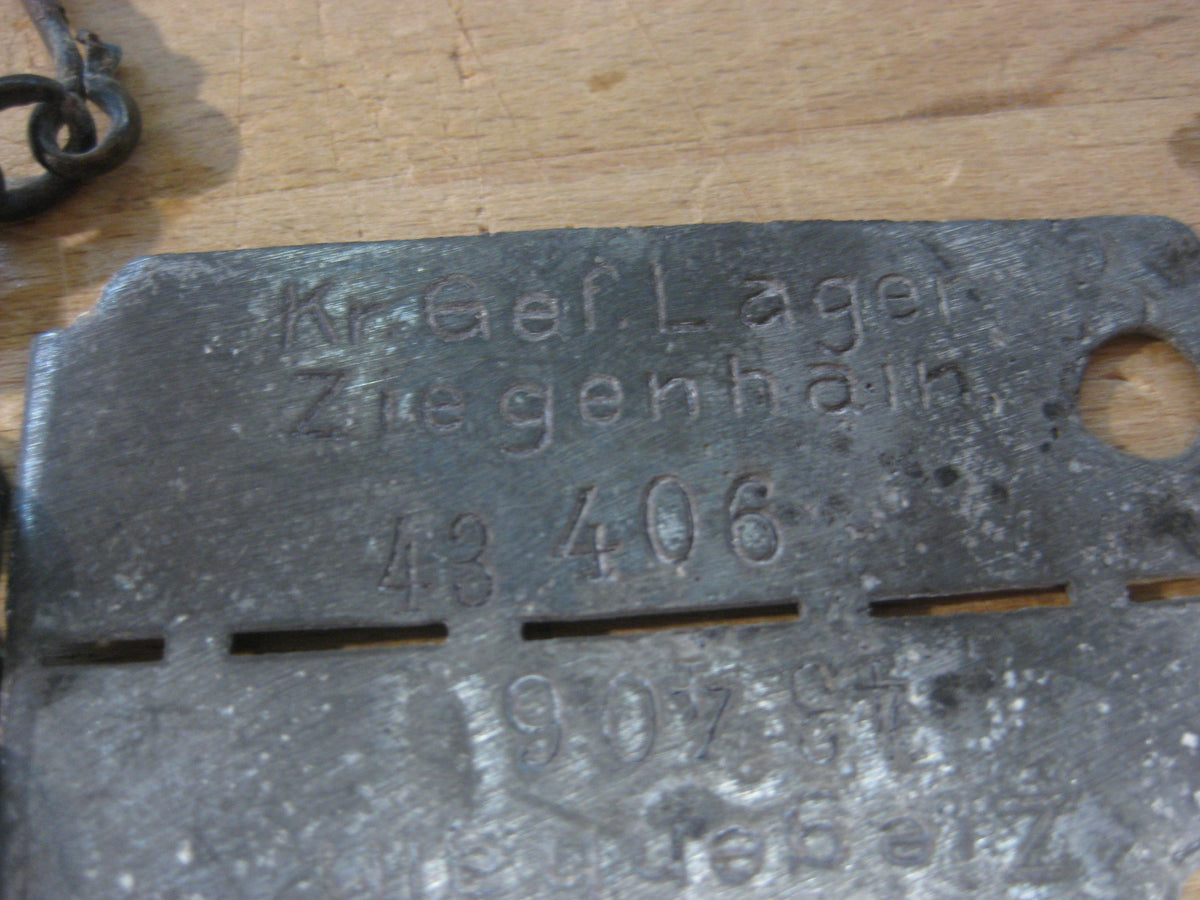 Kriegsgefangenen Erkennungsmarke 1000% alt und ORIGINAL STALAG IX in Ziegenhain MIT TRÄGERNAMEN !!!