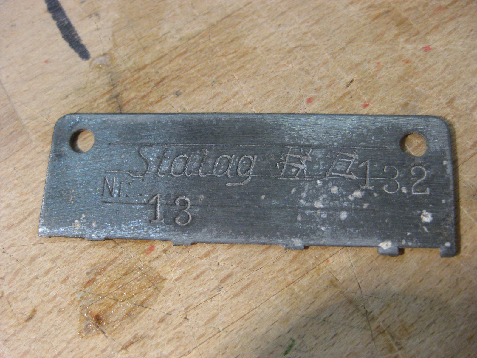 Kriegsgefangenen Erkennungsmarke 1000% alt und ORIGINAL Stalag 132 in Mayenne Frankreich