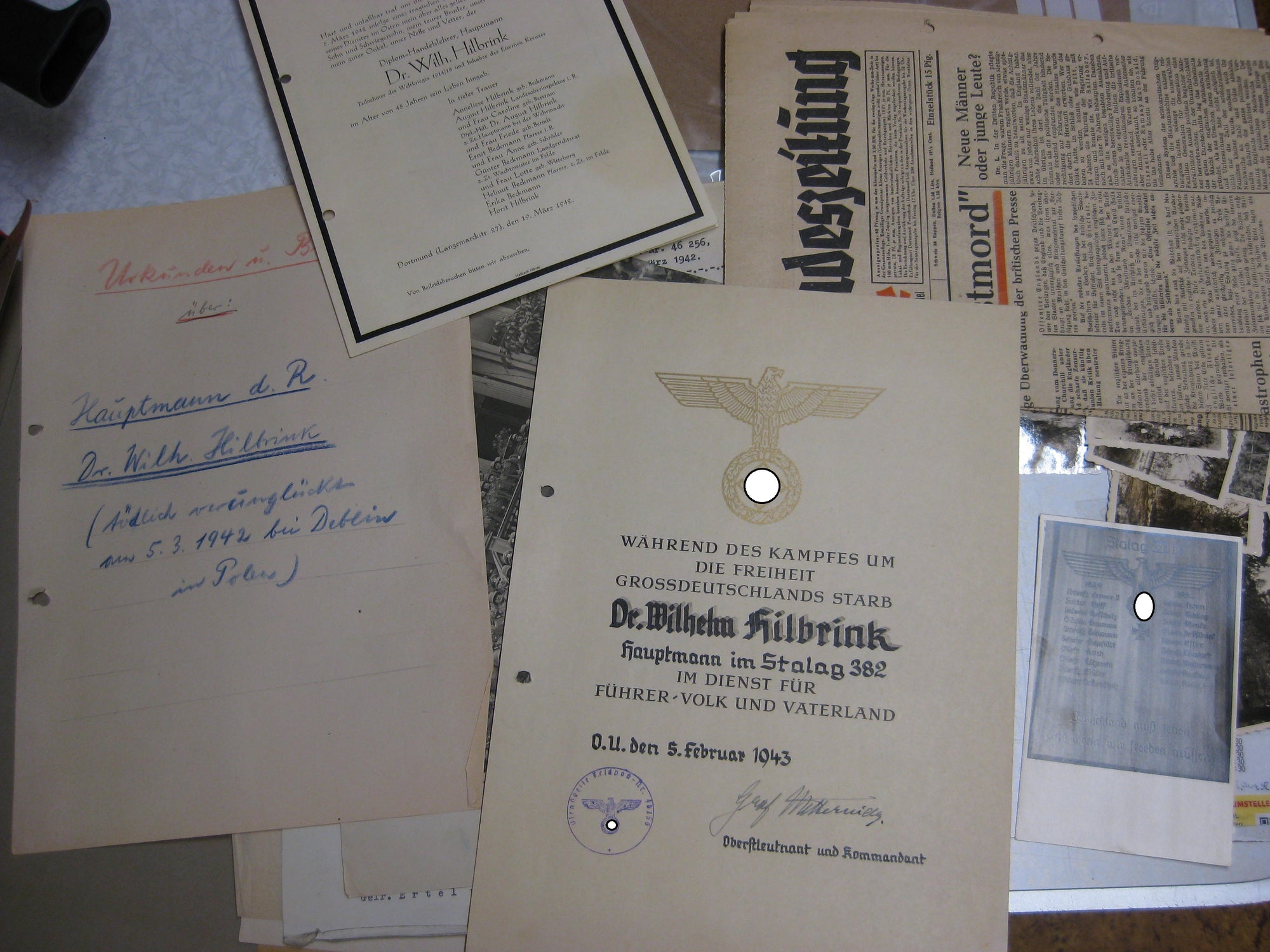 Nachlass Dokumente Hauptmann aus Dortmund Wehrmacht im Stammlager Stalag 382