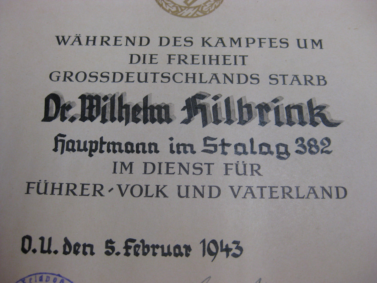 Nachlass Dokumente Hauptmann aus Dortmund Wehrmacht im Stammlager Stalag 382